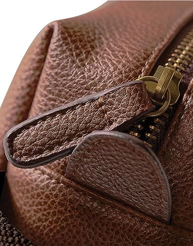 Personalised Wash Bag for Men, Mens Leather Washbag, Custom Initials, Toiletry Bag, Monogram, Travel Accessories, Gift for Dad, Husband, Father's Day (TAN-Gold) — view 4