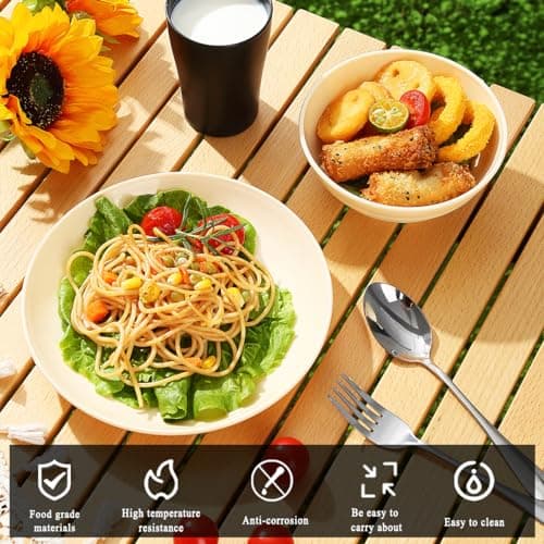 Kyraton Camping Utensils - Mess Kit for Travel, Picnic, Outdoor, Gear Include Knife, Spoon, Fork Cutlery Set, Cup, Bowl, Plate - Camping Essentials for 2 — view 4