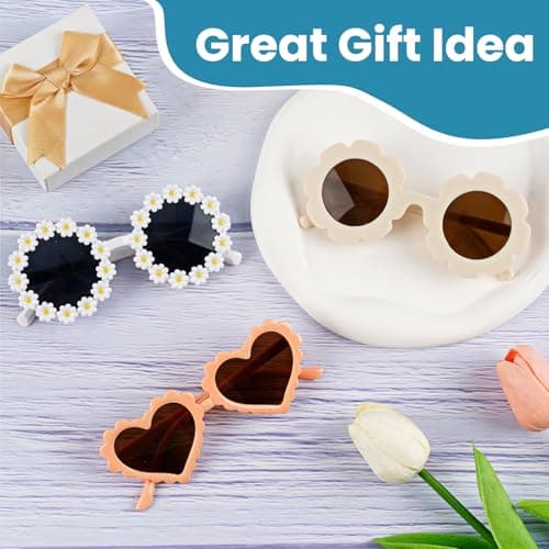 Aurvivia 3 Pcs Kids Sunglasses for Girls,Lightweight Durable UV380 Protection Sunglasses,Cute Heart And Round Flower Glasses,Summer Eyewear for Outdoor,Beach,Travel,Vacation,Party,Take Pictures — view 6