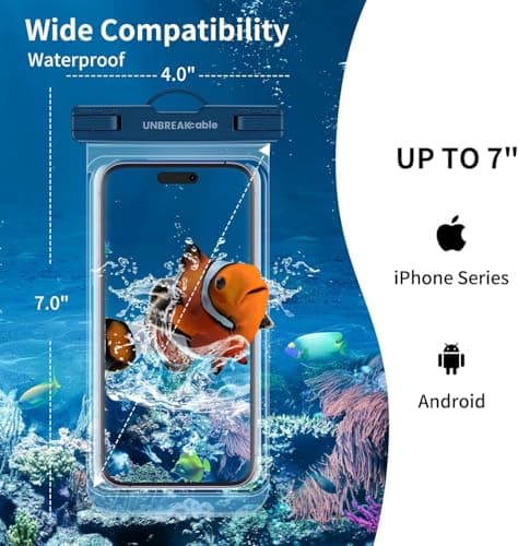 UNBREAKcable Waterproof Phone Pouch，2-Pack IPX8 Universal Waterproof Phone Case Dry Bag for iPhone 17 16 15 14 13 12 11 Pro Max XR X Samsung S25 S24 Ultra S21 S10 Huawei P70 Mate 70 up to 7" — view 6