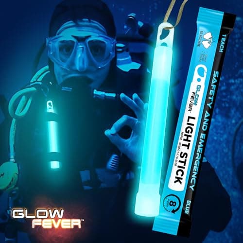 Glow Fever Glow Sticks Bulk, Emergency Safety Military 6'' Lightsticks, Light Up Ultra Bright With 8 Hours Duration For Hiking Party Camping Blackouts Hurricane Shelter Survival Kit (Blue, 10PCS) — view 4