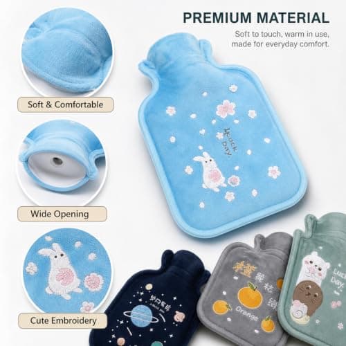 4 Piece Small Hot Water Bottle Set with Cartoon Covers — view 3