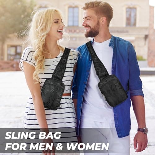 Tibroni Anti-Theft Shoulder Bag Chest Crossbody Bag Chest Bag Men Women Shoulder Bag Waterproof Sling Bag Small Handbag with Zip Lock and RFID Blocking, Camouflage black, s — view 2