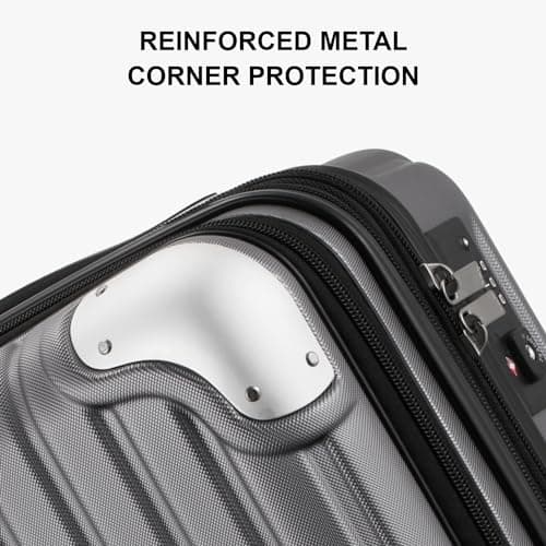 LEVEL8 Carry-on Suitcase, 20-Inch with Laptop Compartment, Expandable Hand Luggage Case, ABS+PC Hardshell Spinner Trolley Lightweight 4 Wheels Cabin Size with TSA for Travel for Airline, Grey — view 5