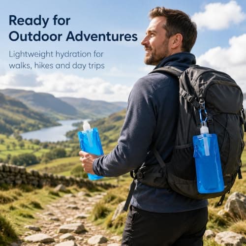 Trevixor 6Pcs Collapsible Water Bottle, Foldable Water Bottle, Festival Water Bottle Set, Reusable Folding Water Pouches with Clips for Travel, Events and Outdoor Use — view 4
