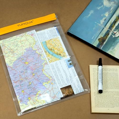 YUMQUA Clear Waterproof Bags Large Size 3 Pack Set, Watertight Pouch Holder for Document Map Camera Mobile Phone Tablet, fits Kayaking Boating Hiking Beach Water Sports, Yellow — view 6