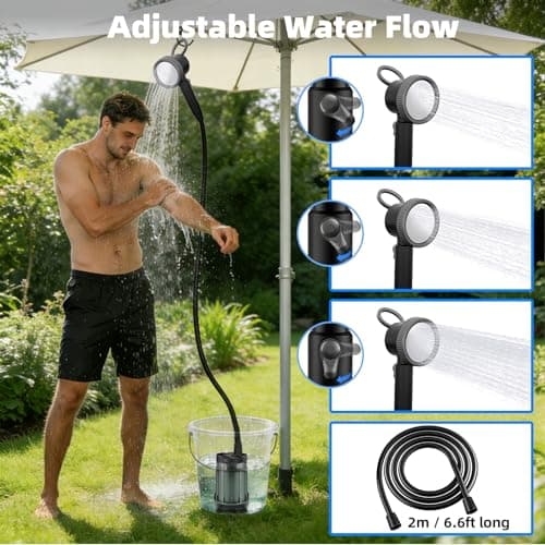 Uplayteck Portable Camping Shower, 8000mAh Rechargeable Outdoor Shower Pump — view 5