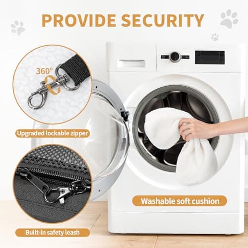 Petsfit Kitten Carrier Airline Approved,Travel Cat Carrier Bag for Small Cats and Puppy Under 4KG, Top Loading carrier small size on Airplane, Transport Carrier-42cm×28cm×22cm,Black — view 6