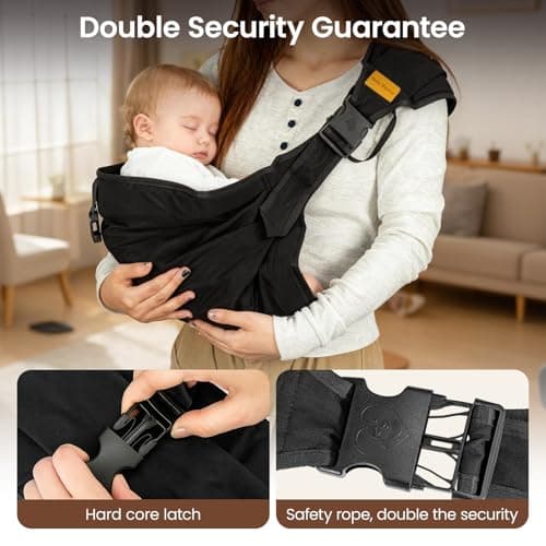 Youyijia Baby Carrier Wrap, Adjustable & Portable Sling for Newborn to Toddler (130cm-158cm), Lightweight, Hands-Free, Ergonomic Hip Seat Carrier, Compact Fold (15x13x4cm) (Style A) — view 4