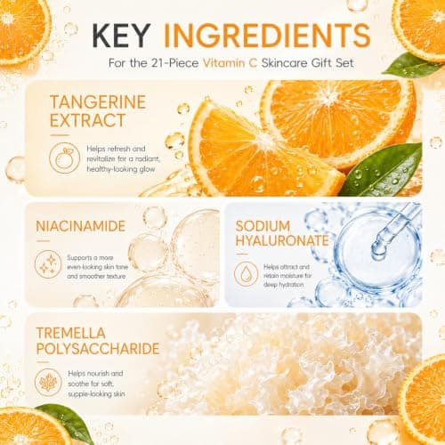 21pcs Vitamin C Skincare Set For Women, Complete Face Care Gift Set — view 3