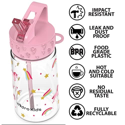 HydroKids Water Bottle with Straw – 400ml BPA Free Kids Water Bottles for School Travel Sports – Leakproof Childrens Drink Bottle for Girls Boys Childs… — view 5