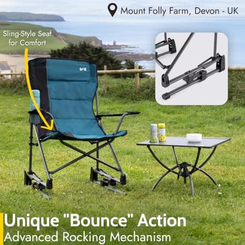 Trail Rock Folding Rocking Camping Chair, Teal — view 4
