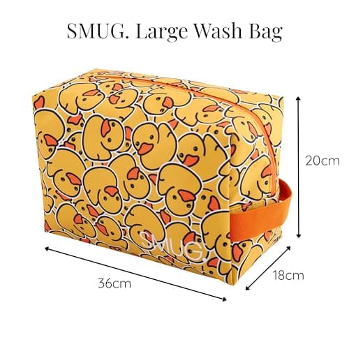 SMUG Wash Bag | Waterproof Travel Toiletry Bags for Travelling, Gym, Shower, Shaving, Toiletries, Cosmetics & Makeup Bag | Large Washbag for Men & Women | Stylish, Spacious & Easy to Clean | Duck — view 3