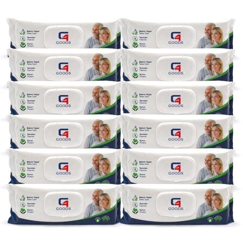 G4GOODS Adult Wet Wipes (600 Counts - 12 Packs) Extra Large No Rinse Cleansing Body Wipes for Bed Bath & No Shower, Thick Soft Unscented, Suitable for Travel, Camping, Gym, Hospital & Incontinence Use