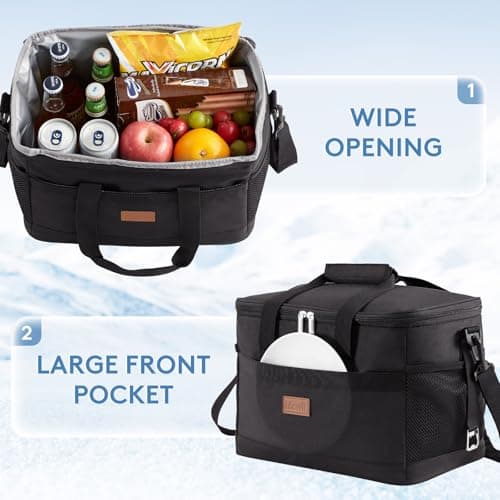 Lifewit Cooler Bag 30 Cans Collapsible and Insulated Large Lunch Bag Leakproof Soft Cooler Portable for Camping/BBQ/Family Outdoor Activities, Black — view 5