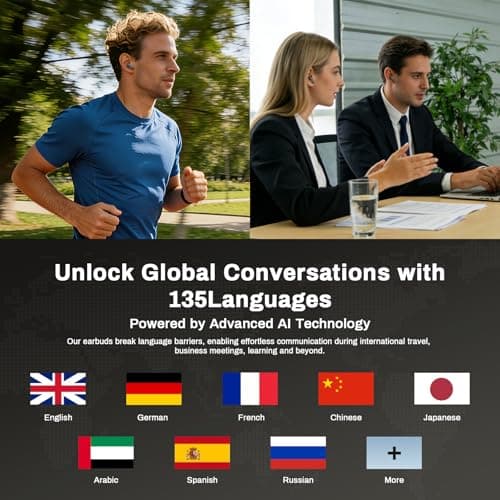 Astrivo NE58 Open Ear Earbuds AI Translation Earbuds Real Time, 134 Language Translator Wireless Ear-hook Headphones, Bluetooth 6.0 O, LED Touch Screen, Noise Cancelling Translate Ear Buds (Black) — view 2