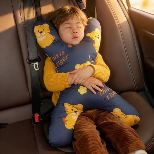 XINGYAOGJ X-Shaped Car Seat Pillow Head Neck Support Travel Pillow for Kid Adult Soft Comfortable Car Sleeping Headrest Cushion Adjustable Seat Belt Travel Cushion for Long Journey Airplane
