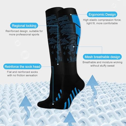 Colexy 6-Pack Compression Socks for Women & Men, Elastic Support Stockings, Graduated Support, Non-Slip, Breathable, Ideal for Running, Sports, Travel (Black, S/M, L/XL) — view 5