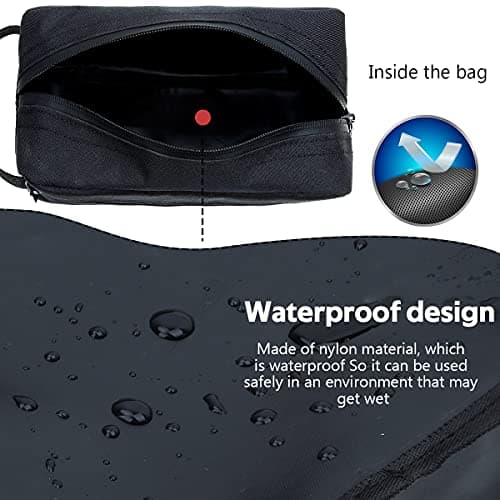 FUNSEED Travel Toiletry Bag for Women and Men, Shaving Bag for Toiletries Accessories, Foldable Storage Bags with Handle for Cosmetics Brushes Tools,Black — view 2