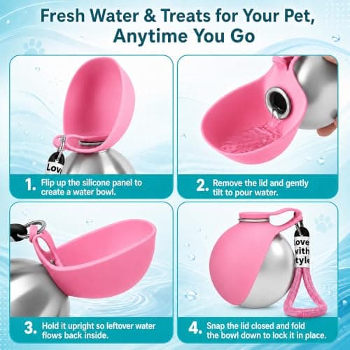 Portable Dog Water Bottle 285ml 2-in-1 Stainless Steel Pet Travel — view 6