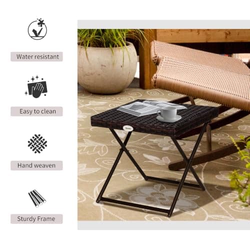 Outsunny Folding Rattan Garden Coffee Table Small 40 x 40 x 40 cm Brown — view 4