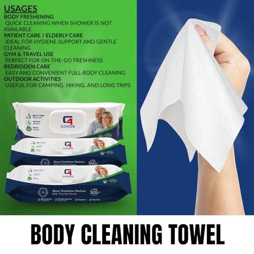 G4GOODS Adult Wet Wipes (600 Counts - 12 Packs) Extra Large No Rinse Cleansing Body Wipes for Bed Bath & No Shower, Thick Soft Unscented, Suitable for Travel, Camping, Gym, Hospital & Incontinence Use — view 4