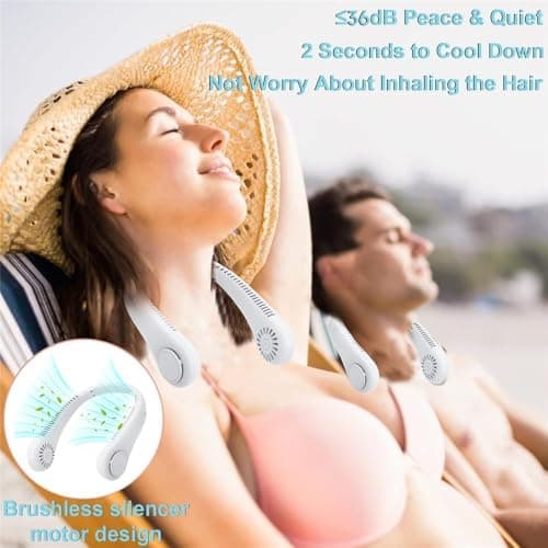 Zenova Neck Fan,Portable Neck Fan Rechargeable,Wearable Hands Free Fan Cooling Fans,Leafless Hanging Bladeless Mini-Fan for Women Men Office,Travel,Indoor Outdoor (Pink, 3 Speeds,no Digital Display) — view 4