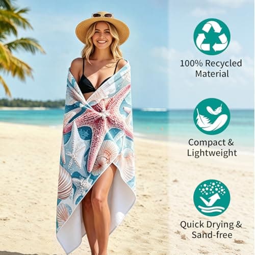 Poeruse Microfibre Beach Towel, 140 x 70 cm Large Microfibre Beach Towels for Adults, 2 in 1 Beach Towel Drawstring Bag Fast Dry Sand Free, for Beach, Pool, Camping, Yoga & Outdoor (C) — view 4
