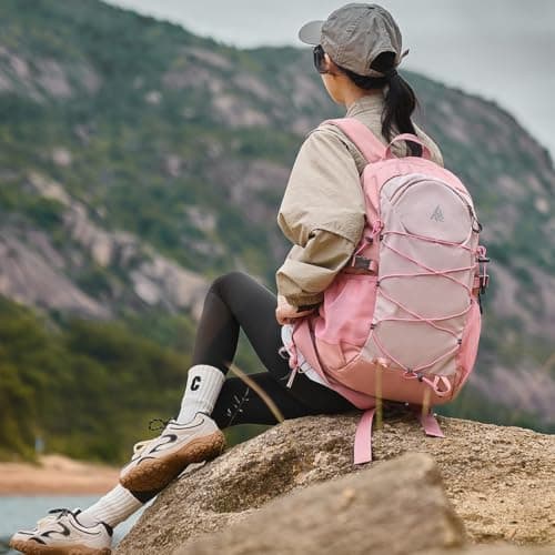 AUXDIQ Hiking Backpack 35L Lightweight Camping Backpack Travel Daypack for Men and Women (Pink) — view 4