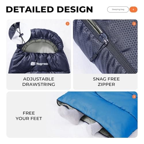TANSTRIDER Sleeping Bags for Adults Warm Weather, Compact Lightweight Backpacking Sleeping Bag with Compression Sack for Youth, Camping Essentials Gear for Hiking Travel Climbing Outdoor & Indoor Use — view 3