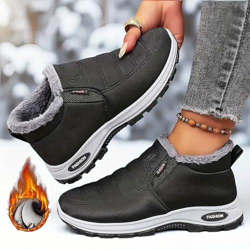 Women Snow Winter Boots for Women, Ladies Orthopedic Shoes Fur Lined Warm Non-Slip Thermal Boots Waterproof Anti-Slip Fur Lined Ankle Snow Boots Lightweight Outdoor Walking Shoes — view 5
