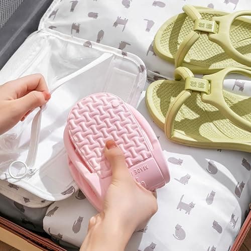 Foldable Couple Travel Slippers Lightweight Barefoot Flip Flops Hotel Non Slip Travel to Carry Convenient Indoor Home Bathroom with Men and Women Mens Cowboy Boot Slippers Green — view 2