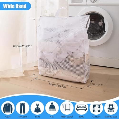 2 PCS Large Mesh Laundry Bags，Honeycomb Delicates Laundry Bag for Washing Machine，3D Washing Nets 60x50x10cm Large-Capacity Portable Mesh Laundry Bag for Clothes, Socks, Underwear，Travel Organizer — view 2