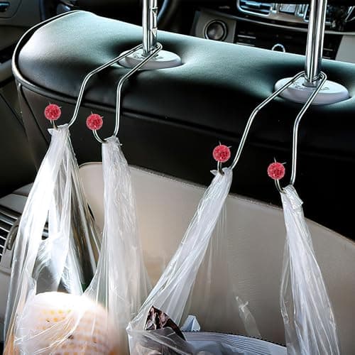RUNROTOO 4pcs Car Storage Hooks Car Back Seats Organizer Hooks Stainless Steel for Handbag and Grocery Bag — view 6