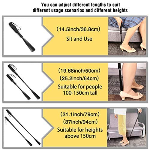JJDPARTS Shoe Horn Long Handle,36.83" Retractable Shoe Horn,Aluminum Shoe Horn For Men Women Kids Seniors, Black — view 4
