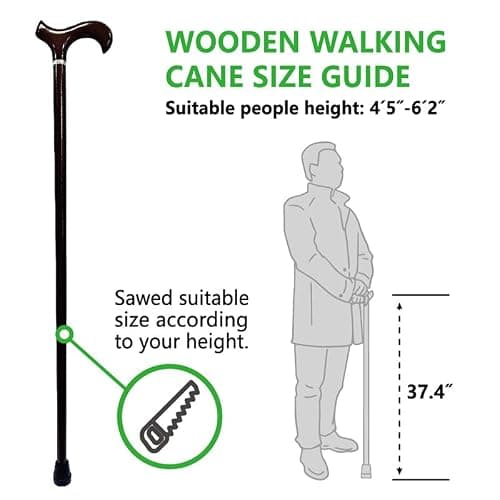 Gents Handcrafted Scorched Handle Wooden Derby Cane With Collar Walking Stick Mens Ladies - 95cm (37") (Scorched Brown) — view 5