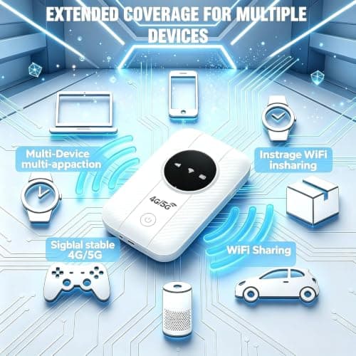 5G Mobile Hotspot Portable WiFi 6 Router, with Nano SIM Slot, Pocket Travel Mobile WiFi Router Broadband Supports 25 Devices, for caravan, Camping Road Trips Business Outdoor — view 4