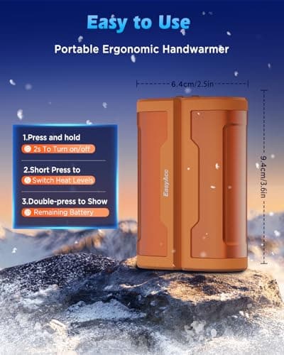 Magnetic Hand Warmers Rechargeable 2 Pack, EasyAcc 5000mAh×2 Electric Hand Warmers 3 Heat Settings(104-131°F) Pocket USB-C-C Power Bank with Hook to Relieve Raynaud's Pain,Tech Gifts for Men Golf — view 6