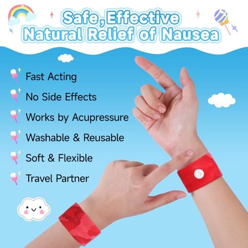 MEIYYJ Travel Sickness Bands Cruise Accessories Must Haves Sickness Bands for Children Gifts for Sea Sickness Wristbands Travel Sickness Kids Wristbands Cruise & Sea Travel Essentials-Camo Red/Red — view 4