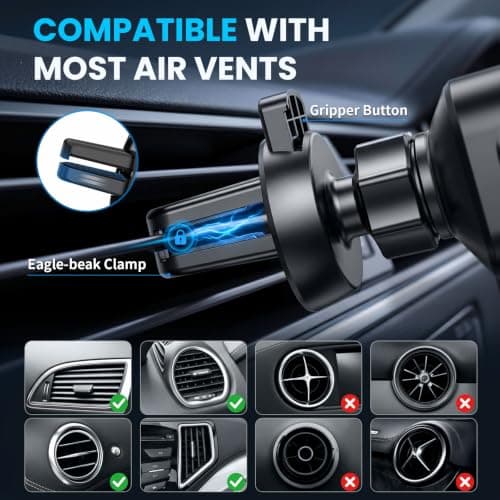 AIYEEN Little One Pro Car Phone Holder for Vent, Mini One-Hand Car Mount with Eagle Clip, Zero Noise Phone Cradle for Car, 360° Rotation Compatible with iPhone Samsung Android 4.7-6.7" (Blue) — view 3