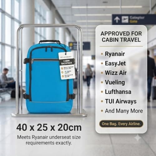 RYANAIR Cabin Bags 40x20x25 - Underseat Travel Backpack Hand Luggage | Blue — view 2