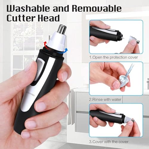 Paonies Nose Hair Trimmer for Men and Women, 2026 Professional Painless Ear and Nose Hair Trimmer Clipper, Battery-Operated Facial Hair Removal with IPX7 Waterproof, Dual Edge Blades, Easy to Clean — view 5