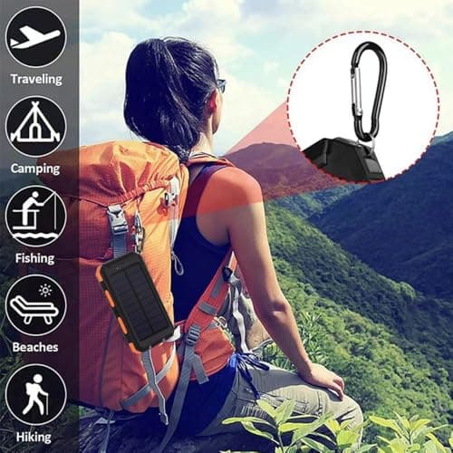BEOSIOR Solar Power Bank 20000mAh, Portable Solar Mobile Phone Charger, USB C Fast Charging Outdoor Camping with Flashlight for Smartphones Tablets and More — view 2