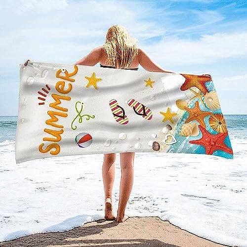 Microfibre Towel - Shell Sandals – Beach Towel -Bath Towel - Super Absorbent - Quick Drying - Lightweight Compact Travel - Antibacterial Swimming Sports Travel Sand Proof Beach Towels - 100-1U6Z-C7J
