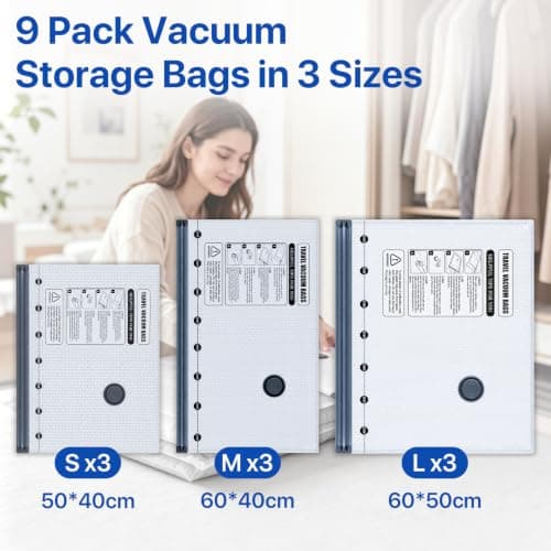 ORALUCE Vacuum Storage Bags with Airtight Valve and Electric Pump, 9 Pack — view 6