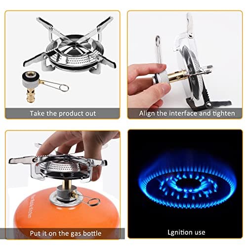 Camping Gas Stove Portable Single Burner 2800W Mini Pocket One-Piece Gas Burner Backpacking Cooking Folding Stove Camping Cookware for Picnic Camping Trekking Fishing Outdoor Activities — view 3