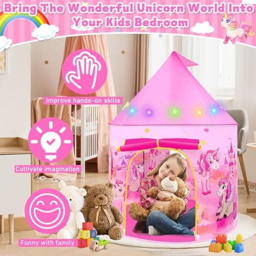 Girls Toys Pop Up Kids Tent Unicorn Birthday Presents Gift for Girl Age 3-7 — view 3