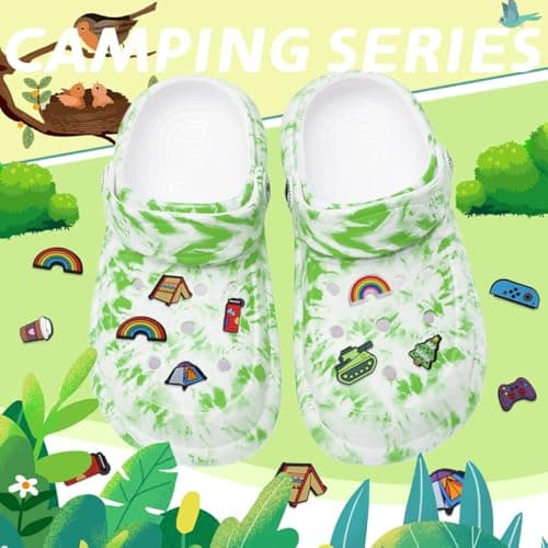 Spunklad 13Pcs Camping Shoe Charms Decoration for Croc Clog Sandals, Outdoors Travel Croc Charms Accessories for Boys Girls Teens Adults Men Women Party Favor — view 5