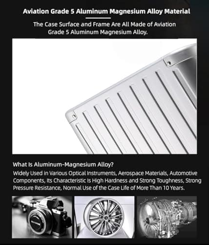 All Aluminum Hardshell Luggage with TSA Lock, Zipperless Hardside Carry on Suitcase with Spinner Wheels, Checked Aluminium Suitcase Metal Rolling Luggage Case for Travel, Business (Silver, 20 inch) — view 3
