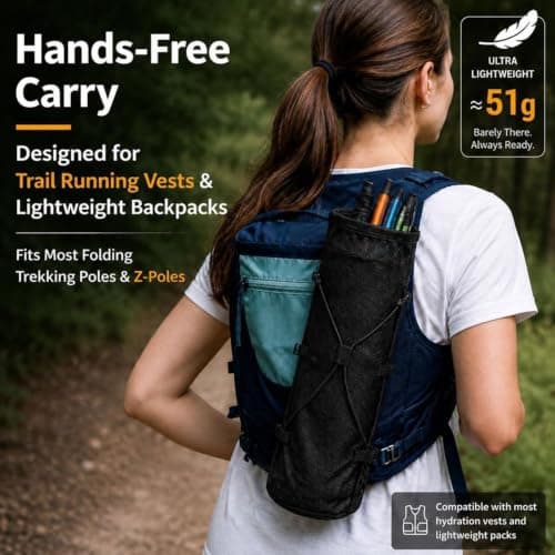 Zillesase Trekking Pole Quiver Carry Bag Compatible with Hydration Vests — view 6